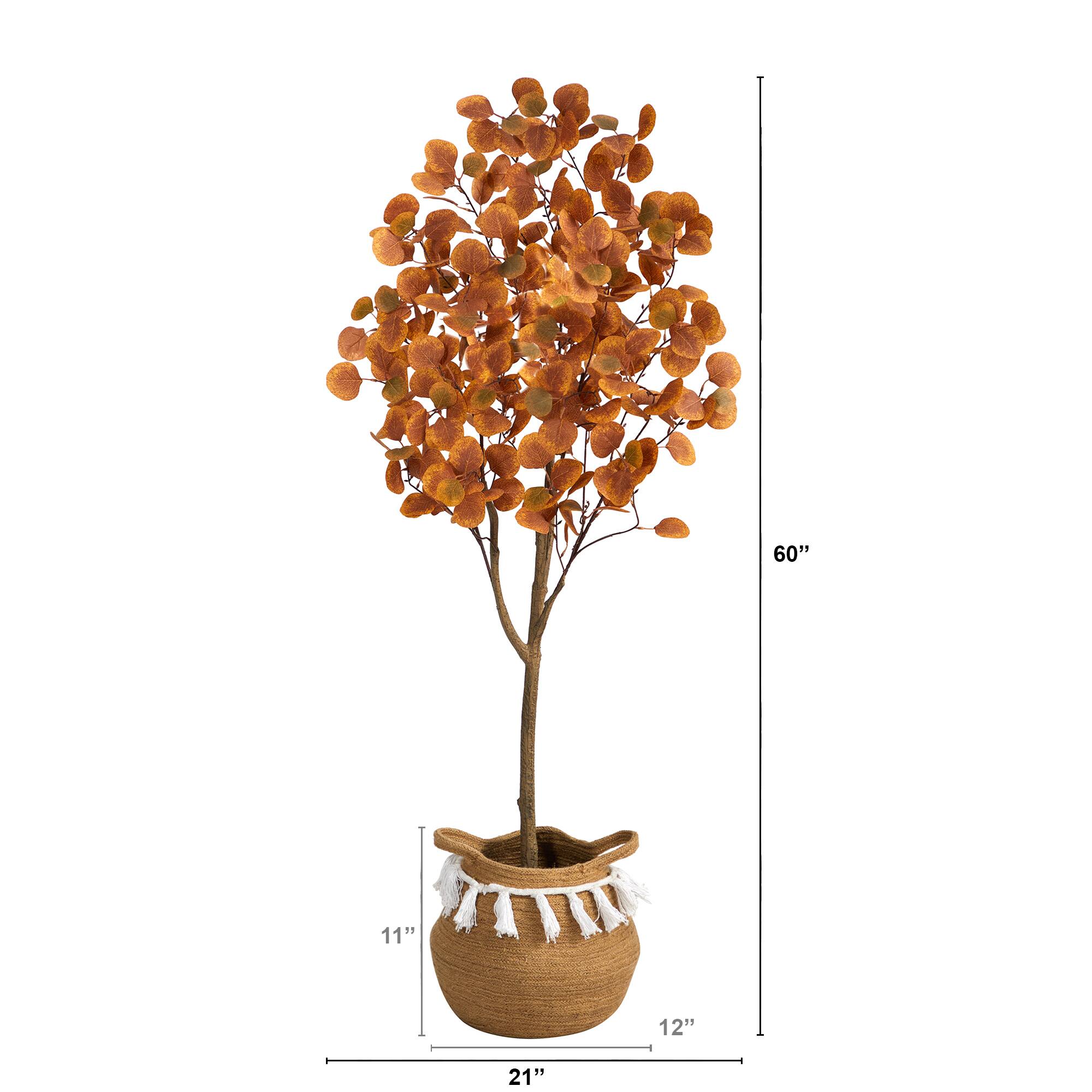 5ft. Artificial Autumn Eucalyptus Tree with Basket